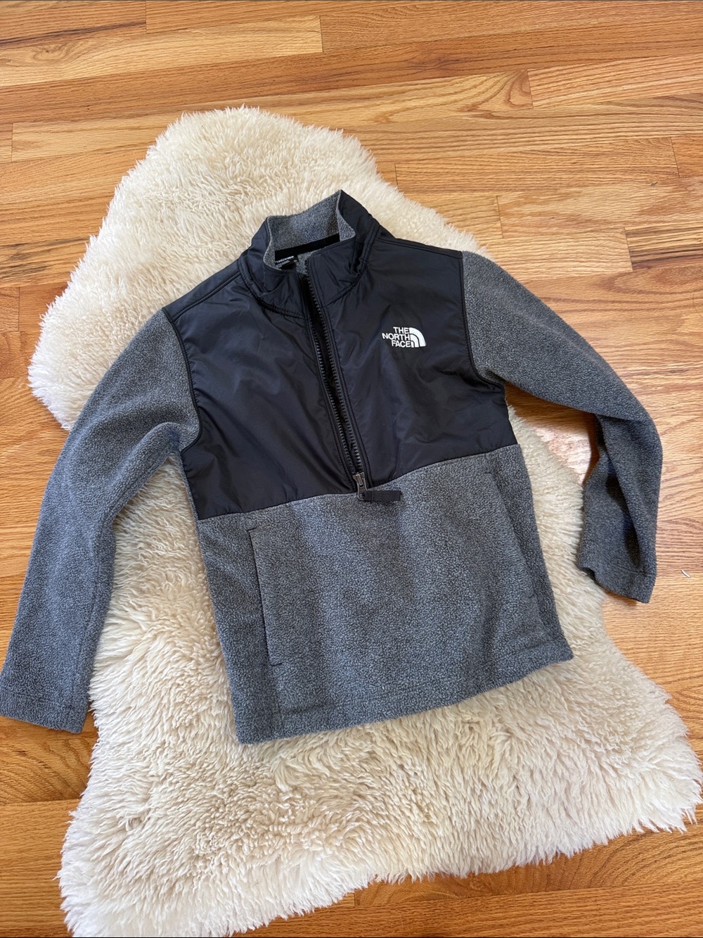 The North Face Kids' Gray and Black Half-Zip Fleece Pullover